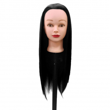 Манекен голова для причесок Braid с черными волосами 65 см с кронштейном-1