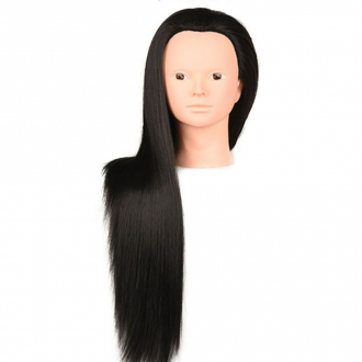 Манекен голова для причесок и макияжа Visage с каштановыми волосами 63 см и кронштейном-1